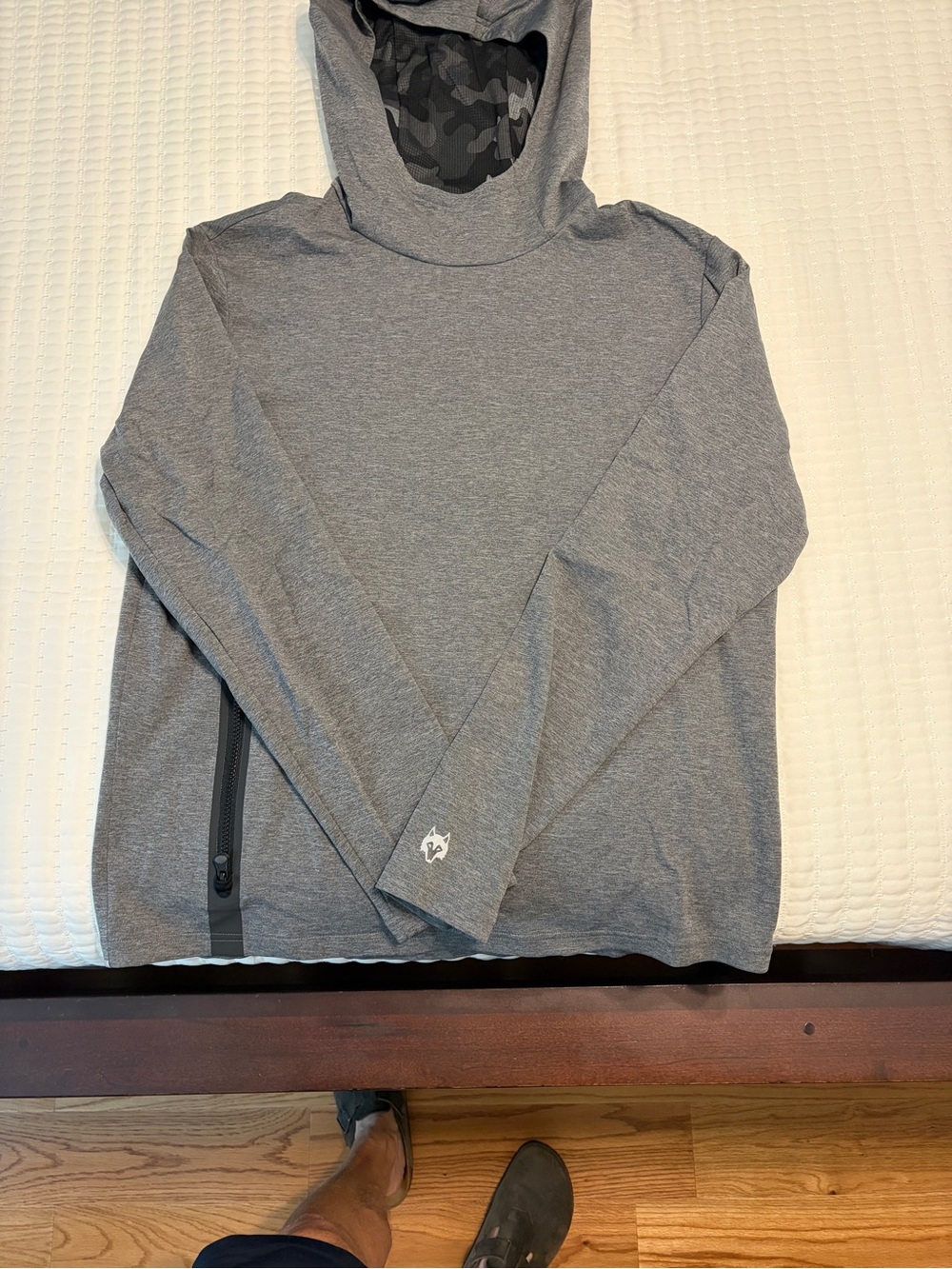 Greyson Men's Gray Zip-Up Hoodie with Camo-Lined Hood